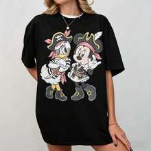 Maglietta Oversize Ampia Con Topo Pirata E Paperina 2026, Maglietta Per Amiche, Regalo Per Lei, Viaggio Tra Amiche A WDW Land Cruise, Top Da Donna, T-Shirt Da Donna, T-Shirt Graf - 後退 - 查看 1