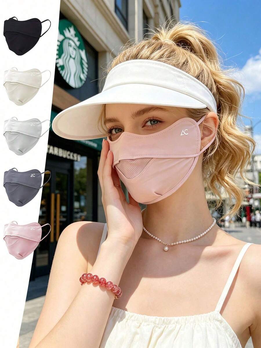 mohuan Women's Sun Protection Face Mask, Hand Washable And Reusable, With Adjustable Ear Loops, Lightweight, Windproof, And UV Protection, Suitable For Outdoor Activities Such As Cycling And Hiking. Machine Washable. Outdoor Gear | Comfortable Fit Face Mask | Knitted FabricSun Protection Essentials In Summer - Multiple Styles - View 1