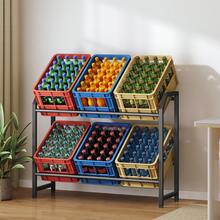 Beverage Crate Rack For 6 Beverage Crates, Metal Beverage Rack, Crate Rack With 2 Levels For Beer, Vegetables, 100 Kg Load Capacity Per Level, For Kitchen, Dining Room, Living Room, Black - 查看 4