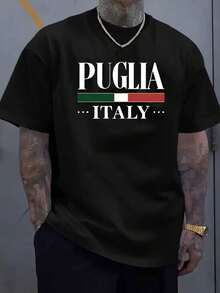 Men's Crew Neck T-Shirt, Suitable For Spring And Summer - Black - View 1
