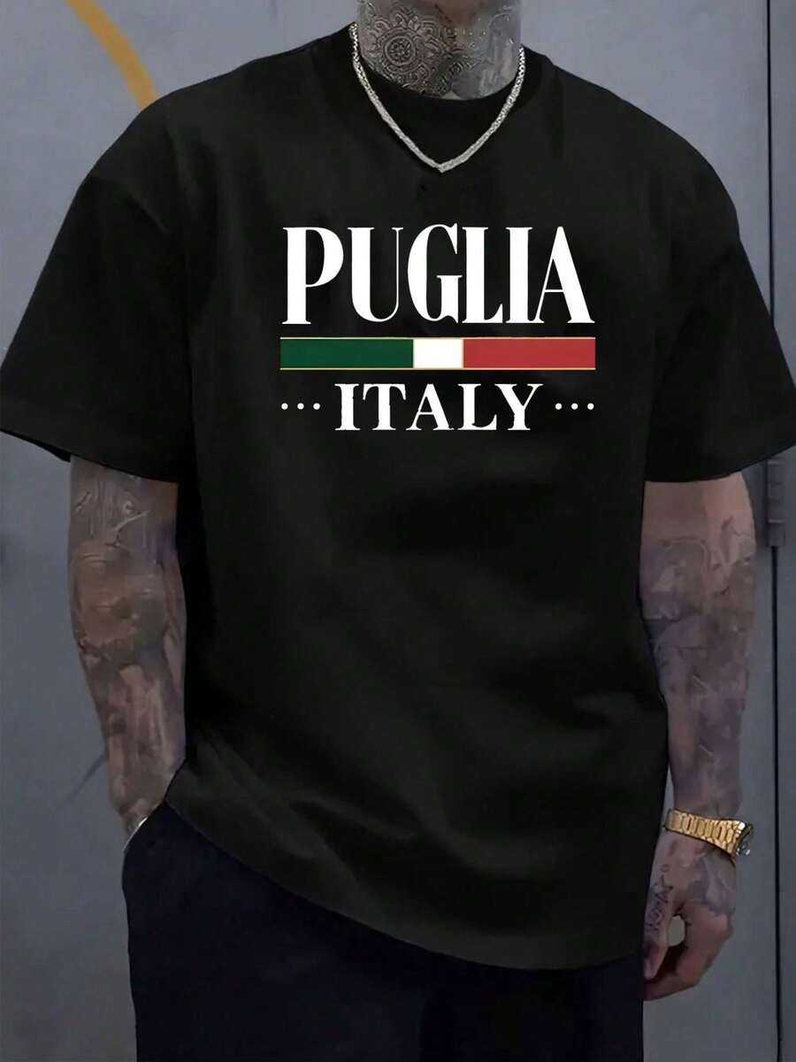 Men's Crew Neck T-Shirt, Suitable For Spring And Summer - Black - View 1