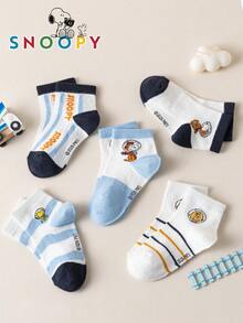 1/5/10 paires de chaussettes pour enfants authentiques Snoopy, motif rayé à pois colorés, motif minimaliste, schéma de couleurs dopamine, motif chiot, chaussettes courtes de sport décontractées, motif de dessin animé mignon unique Snoopy, chaussettes d'été pour garçons et filles, anti-odeur, absorbant la transpiration, chaussettes de sport polyvalentes décontractées, motif de dessin animé, tailles européennes et américaines, tissu de haute qualité - Multicolore - Voir 2