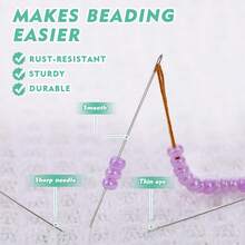 1 Set Stainless Steel Beading Needles, Middle Hole Beading Needles, DIY Jewelry Making Big Eye Curved Needles, Beading Flexible Needles, Beading Threading Needles For Bracelet Necklace Jewelry Making (Random Color Accessories) - View 5
