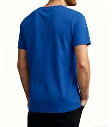 Camiseta de Manga Corta Negra con Estampado de Cerebro y Texto Brainrot Mode On para Hombre Moda Urbana Casual Verano - Azul - Ver 4