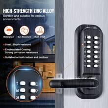 Keyless Mechanical Entry Door Lock, 14-Digit Keypad, Integrated Exterior Door Lock Set With Keypad And Handle, Water-Resistant Zinc Alloy, Easy To Install - Black - View 6