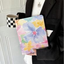 1 Piece White Base Soft Watercolor Pastel Floral Full Print Table Case - Multi-Angle Stand Protective Cover With Pen Holder Compatible With IPad Pro (M5)/ Air (M3)/ 10th Generation 10.9-Inch 2022 Smart CaseiPad 11(A16 2025)/Galaxy Tab S10+/S9/A9,Compatible With Oppo Pad,Compatible With Huawei Matepad,Compatible With Vivo Pad,Compatible With Honor Pad,Compatible With Lenovo Xiaoxin Pad - Multicolor - View 2