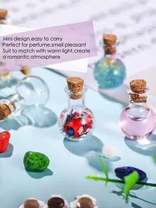 20/10 Peças Mini Garrafas Decorativas - Garrafas de Desejo com Rolha de Cortiça Fofa em Formato de Bola Redonda, Pingentes, Mini Garrafas de Perfume, Mini Garrafas de Deriva Decorativas, Armazenamento de Decoração com Cristais e Pedregulhos, Adequado para Artesanato DIY, Presentes de Casamento, Decoração de Casa, Lembrancinhas de Festa - garrafa redonda - Visão 3