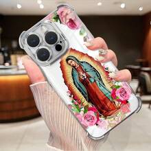 Funda para teléfono: Funda para teléfonoóvil con diseño de flores de la Virgen María, funda anti-caídas de cuatro esquinas, adecuada para 11, 12, 13, 14, 15, 16, 17promax, funda resistente para teléfonoóvil, cubierta protectora para smartphone, funda de la Virgen María. - Multicolor 6 - Ver 2