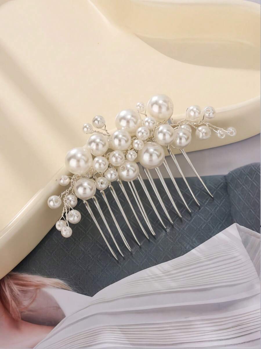 A Women's Bridal Wedding Pearl Hairpin, Elegant And Suitable For Daily Wear - Silver - View 1