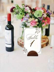 10pcs Wooden Table Number Holder - Semi-Circular Table Card Holder, Suitable For Weddings, Beach Parties, Birthday Parties, Garden Events, Restaurants, Etc., For Wedding Organizers And High-End Party Decorators. - Semicircular Brown - View 8