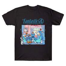 Camiseta de la película Los Cuatro Fantásticos Primeros Pasos 2025, camiseta de algodón para hombres y mujeres, camisetas vintage de manga corta con cuello redondo en estilo callejero hip-hop. - Negro - Ver 1
