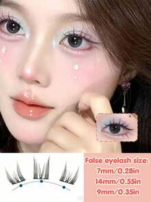 Glue-Free Cat Eye False Eyelashes, 60 Clusters, Japanese And Korean Style, Cat Eye Makeup, D Curl, 7-14mm Mixed Length, DIY Time-Saving Makeup, Suitable For Beginners, Reusable, Perfect For Commuting, Selfies, Travel, Gatherings, Holidays, Parties, Gift For Best Friend, Girlfriend - C - View 5