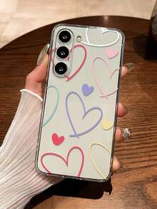 Precise Hole Transparent Heart Painted Anti-Drop Soft Phone Case, Painted Protective Cover Compatible With IPhone/Galaxy/ Series - Multicolor - View 3