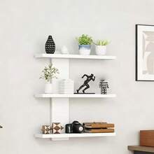 Multi-Layer Wall-Mounted Storage Shelf, Made Of Fiberboard, Multi-Functional Display Rack Suitable For Office And Home Decor, Can Be Used To Store Sculptures And Small Ornaments, Decorative And Practical - Black and White - View 2