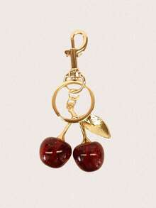 1pc Cherry Pendant, New Large Cherry Crystal Pendant, Keychain Pendant, Shiny Cherry Clip-On Charm For Bags, Made Of Sparkling Resin And Metal, Suitable For Women's Wallets And Handbags, Cute Cherry Bag Charm, Fashionable Decoration, Exquisite Accessory For Your Daily Life, Gift For Women And Girls - Red - View 2