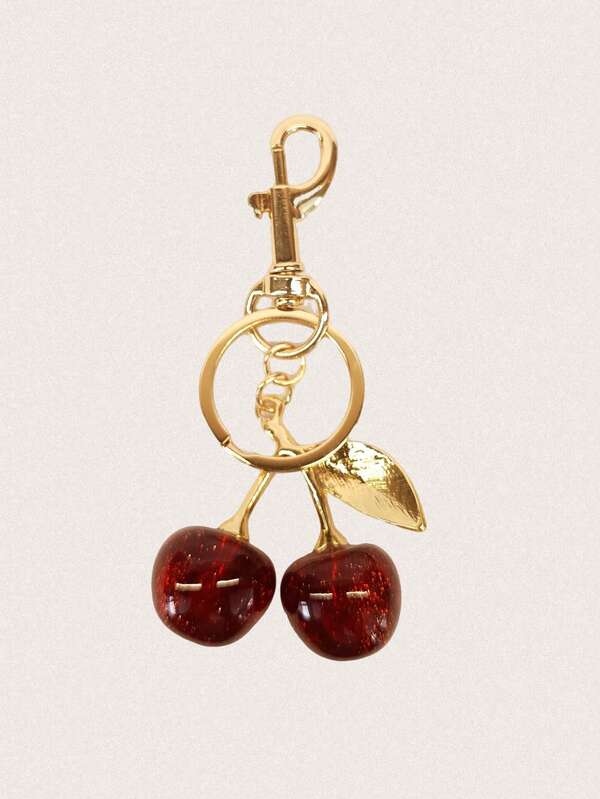 1 pieza Colgante de cereza, Nuevo colgante de cristal de cereza grande, Colgante de llavero, Dije de cereza brillante para colgar en bolsos, Hecho de resina brillante y metal, Adecuado para billeteras y bolsos de mujer, Lindo dije de cereza para bolso, Decoración de moda, Accesorio exquisito para tu vida diaria, Regalo para mujeres y niñas