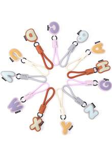 1pc PU Leather 3D Letter A-Z Keychain Pendant, Women's Fashion Bag Backpack Charm With Round Ring Buckle - Suitable For Valentine's Day Gift Or Decoration - Multicolor - View 9