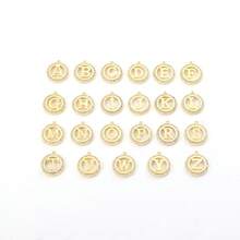 1pc Minimalist Gold Round Hollow Initial Pendant T-Clasp Stainless Steel Chain Necklace For Women - Golden Yellow Micro-inlaid Round - View 4