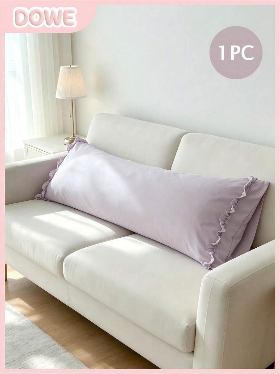 1pc 100% Polyester Solid Color Lace Long Pillowcase, Lightweight And Elegant, Cloud-Like Soft Touch, Suitable For Bedding And Sofa Decoration (Pillow Insert Not Included)