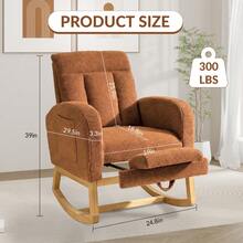 Modern Soft Rocking Recliner Chair For Living Room, Side Pocket, Ottoman   Comfortable Stuffed Upholstery For Living Room, Bedroom - Brown - View 2