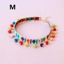 1 pieza Collar para mascotas con estampado geométrico colorido de estilo bohemio, con decoración de cuentas colgantes de colores, cadena dorada ajustable para gatos y perros, accesorio para mascotas ligero, adecuado para uso diario, fotografía, fiestas y festivales de primavera/verano - Multicolor - Ver 13