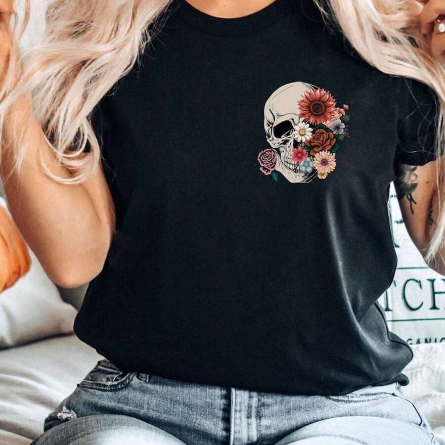 Women's T-Shirt With Tooth And Toothpaste Print, Short Sleeve - 黑色 - 查看 1