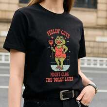 Stampa T-Shirt 2026, T-Shirt Grafiche Oversize In Cotone, Maglietta A Maniche Corte Girocollo Con Cartoni Animati, Maglietta Divertente, T-Shirt "Swap Feeling Cute Might Clog The - 後退 - 查看 1