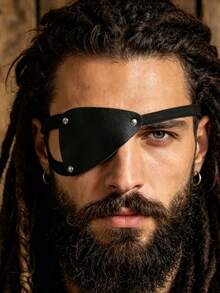 1 PC Adjustable Black PU Leather Pirate Eye Patch - Classic Cosplay Accessory For Halloween, Costume Role Play,Party - IN - View 6