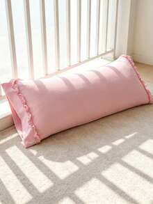 1pc 100% Polyester Solid Color Lace Long Pillowcase, Lightweight And Elegant, Soft As Clouds, Suitable For Bedding And Sofa Decoration (Pillow Insert Not Included) - Crimson - View 7