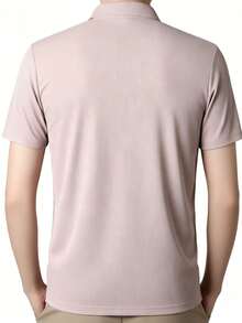 Pro Man Wardrobe 男士無縫黏合防皺夏季涼感短袖 POLO 衫，休閒商務通勤穿搭，Smart Casual 風格 - 粉色 - 查看 3