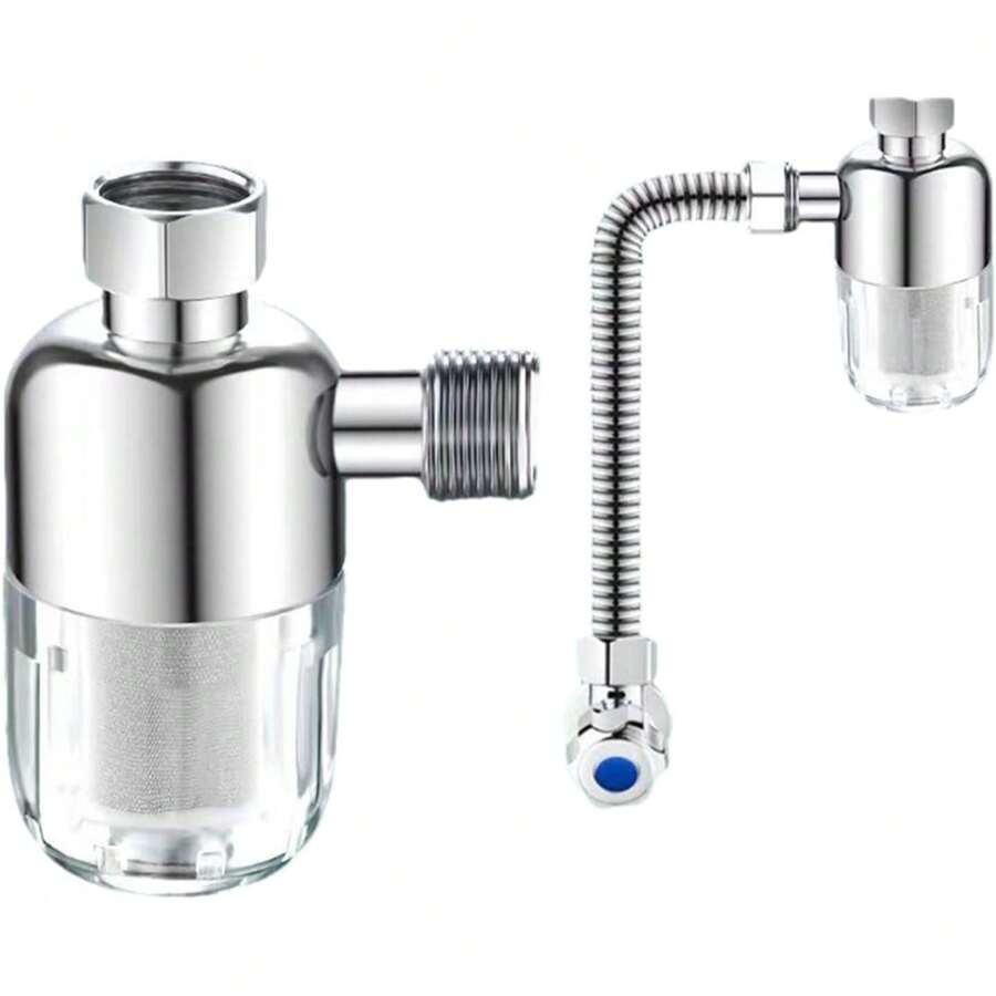 [316 Stainless Steel Water Heater Pre-Filter]Home Appliance Protection Anti-Scaling Tool! 316 Steel + Refined Copper Heat Resistant Anti-Rust, Micron Filtration Removes Impurities + Anti-Scaling Anti-Clogging, Transparent Chamber Visible Easy To Rinse No Replacement Core, Compatible With Most Water Heater Inlet Pipes, Extends Appliance Life - one-size - View 1