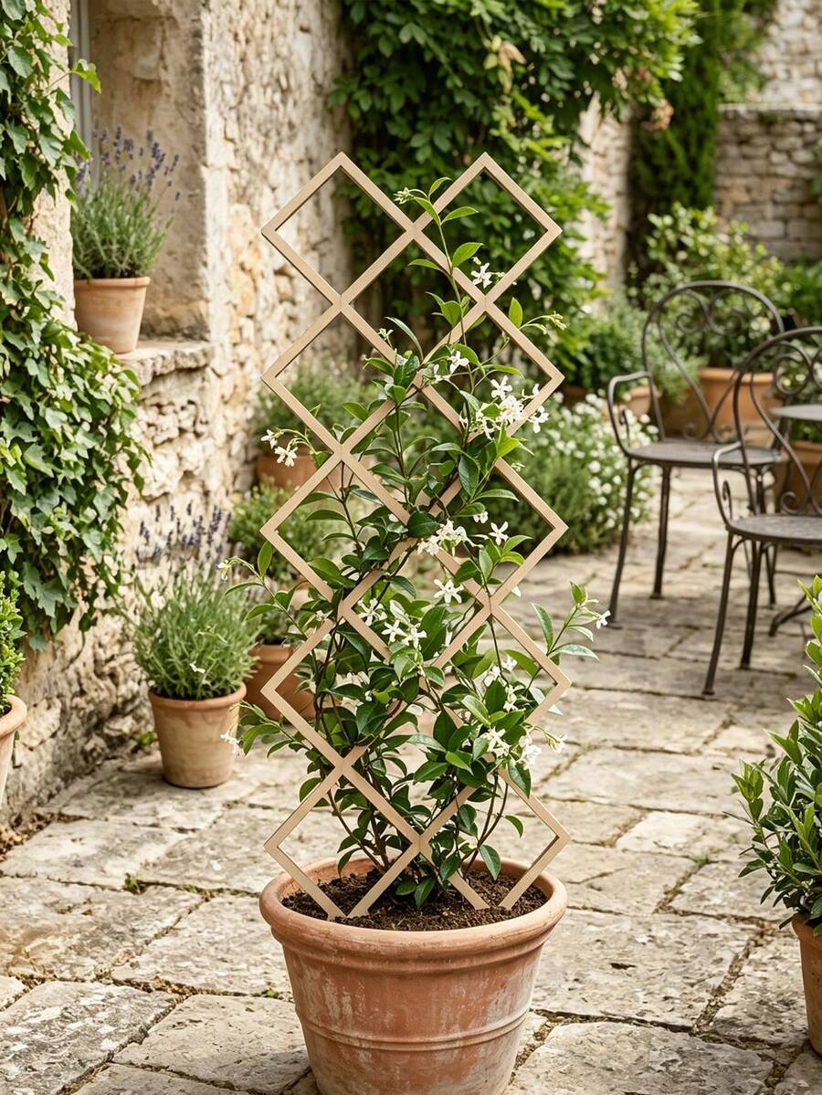 Square Hollow Pattern Plant Trellis, Provides Vertical Support For Potted Vines And Flowers; Space-Saving Gardening Support Rack Suitable For Indoor And Outdoor Use - Multicolor - View 1