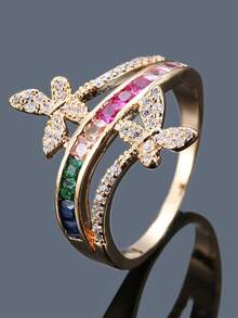 1pc Women's Fashion Personalized Colorful Zirconia Ring, Light Luxury High-End Exquisite Sweet Elegant Versatile Finger Ring - Ring - View 15