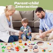 Juego de cocina para niños, juego de cortar alimentos para niños, alimentos de juego simbólico frutas y verduras educativas, ollas y sartenes de tamaño realista, verde y rosa adecuado para niños y niñas para jugar, incluye cocinar, saltear, cortar verduras y otros utensilios de cocina - Multicolor - Ver 9