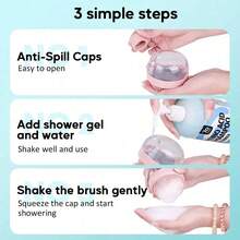 3-In-1 Pet Bath Brush With Shampoo Dispenser, Soft Silicone Material, Suitable For Cats And Dogs, Can Be Used For Deshedding And Massage, One-Key Control Anti-Leakage, Suitable For Small, Medium And Large Dogs And Cats, Essential Bathroom Bathing Accessory - Multicolor - View 3