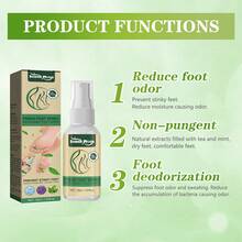 Spray desodorante para pies de 30 ml, elimina el olor de los zapatos y los pies sudorosos, desodorante natural para zapatos y pies. - 1 - Ver 3