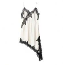 2026 Summer New Style Lace Trimmed Asymmetrical Hem Dress - Dark Brown - View 11