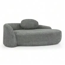 Minimalist Teddy Fleece Sofa With Rounded Design, Softly Padded Couch With Cushions, Versatile For Living Room, Bedroom And Studio. - 深灰色 - 查看 10