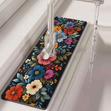 1 pieza Protector de salpicaduras de grifo de goma con diseño floral, almohadilla protectora para grifo de baño, protector contra el barro, alfombrilla antideslizante y a prueba de humedad para grifo, accesorio para encimera de cocina. Protege tu encimera de cocina. - Multicolor - Ver 8
