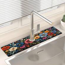 1 pieza Protector de salpicaduras de grifo de goma con diseño floral, almohadilla protectora para grifo de baño, protector contra el barro, alfombrilla antideslizante y a prueba de humedad para grifo, accesorio para encimera de cocina. Protege tu encimera de cocina. - Multicolor - Ver 14