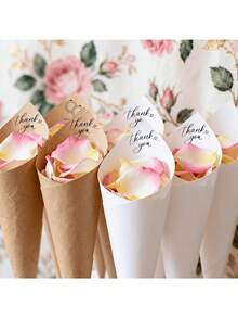 34pcs DIY Wedding Paper Cone Set, Flower Petal Confetti Throwing Tube Set, White/Kraft Paper Color Confetti Tube, DIY Flower Petal Confetti Throwing Tube, Wedding Confetti Throwing Tube, Multi-Color Confetti Throwing Tube, Suitable For Bridal Shower Party Decoration, Flower Petal And Confetti Packaging - Multicolor - View 4