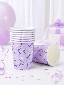8pcs K-Pop Birthday Party Cups, Magic Music Theme Party Cups, Disposable Purple Energy Pattern Cups, Suitable For Music Singer Birthday Party Decor, Bachelorette Party Decor, Baby Shower Decor, Baby Party Supplies, K-Pop Fan Meeting Party Supplies, K-Pop Birthday Decor - K-pOP - View 8