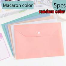 10 piezas/5 piezas Bolsas con Botón A4, Bolsas de Documentos de Plástico PP, Colores Frescos, Organizadores de Documentos Duraderos e Impermeables, Adecuados para Estudiantes y Uso de Oficina - Multicolor - Ver 12