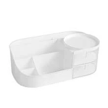Organizador de cosméticos multicolor para escritorio, estante de almacenamiento para maquillaje y cuidado de la piel, caja de clasificación de lápices labiales, organizador de maquillaje de sobremesa con cajones, caja de almacenamiento para cuidado de la piel - Blanco - Ver 9