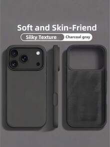Ốp lưng điện thoại cao cấp mới chống sốc mềm mại màu be thân thiện cho iPhone 17 16 15 Pro 14 Plus 13 12 11 17 Pro Max Air XR XS Maz X/XS 7/8 Plus 7/8 chống rơi, vỏ bọc lụa, ốp chống va đập, thiết kế tinh tế, chất liệu thân thiện với da - Xám than đen - Xem 2