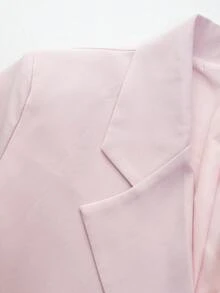 Lace Patchwork Loose Short Blazer Pink - Pink - View 3