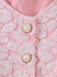Robe en maille jacquard verte nuageuse pour filles, convient pour les vacances, les fêtes, les mariages - Rose bonbon - Voir 7
