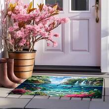 1pc Underwater World Pattern Printed Kitchen Mat Non-Slip Floor Mat, Holiday Party Decor Mat, Carpet, Non-Slip Oil-Resistant Foot Mat, Quick-Drying Carpet, Suitable For Kitchen Hallway Bathroom Laundry Room Home Decor - Multicolor - View 4