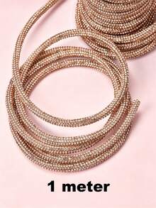 1m/Roll Rhinestone Round Tube Rope 4mm Exquisite Rhinestone Paste Hollow Rope Can Be Used For Shoelaces Hair Accessories Luggage Decoration Rope 6 Rows Of Sparkling Rhinestone Round Tube - Water Drill Round Tube Rope - View 13