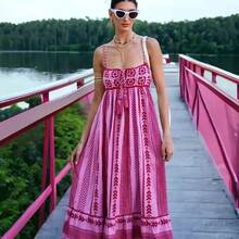 Women's Printed Patchwork Knitted Dress, Skirt, Suspender Dress - Printed Version - View 4
